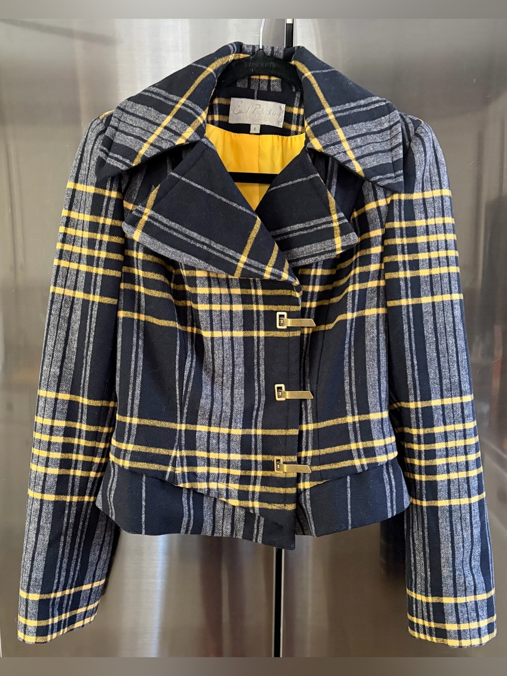 Y2K Plaid Cropped Wool-Blend Blazer 6 Asymmetric Preppy Streetwear Schoolgirl